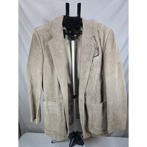 VTG French Shriner Suede Jacket Mens 42 Sport Coat Distressed